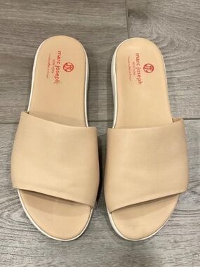 MARC JOSEPH NEW YORK Elizabeth Leather Slide Sandal Blush Cream Size 8.5